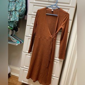 Old Navy Ribbed wrap dress in rust